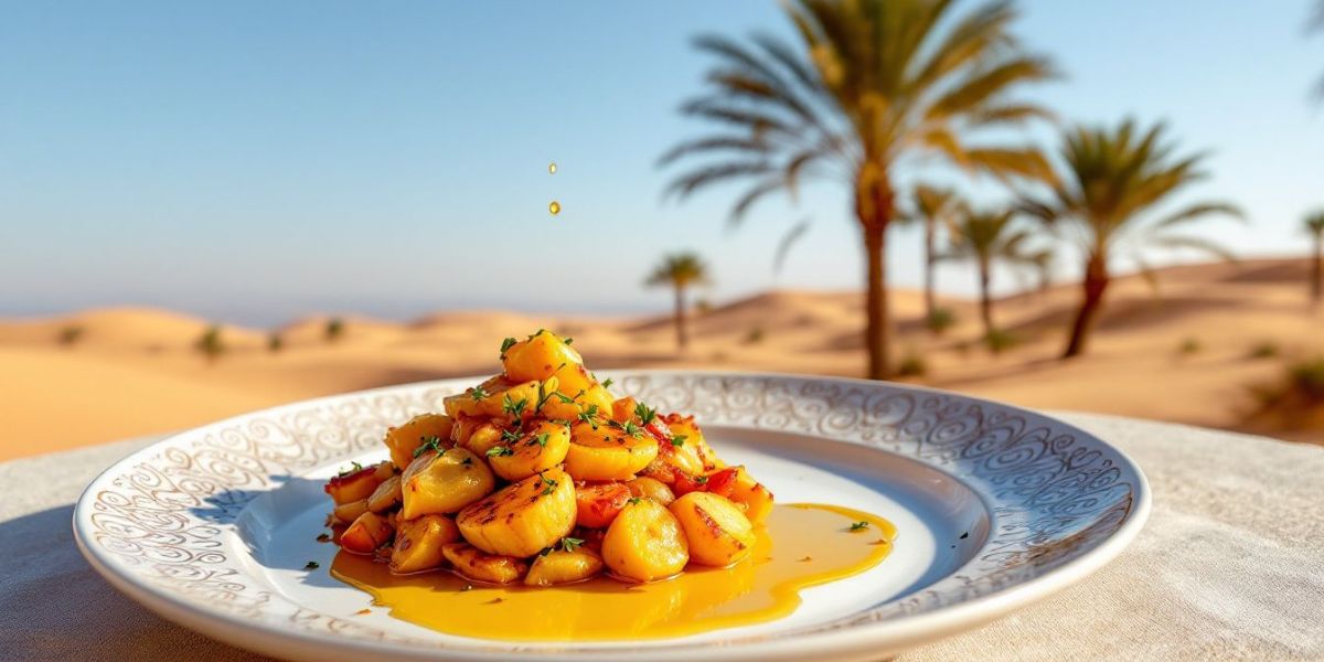 A culinary dish drizzled with argan oil, showcasing its culinary uses.